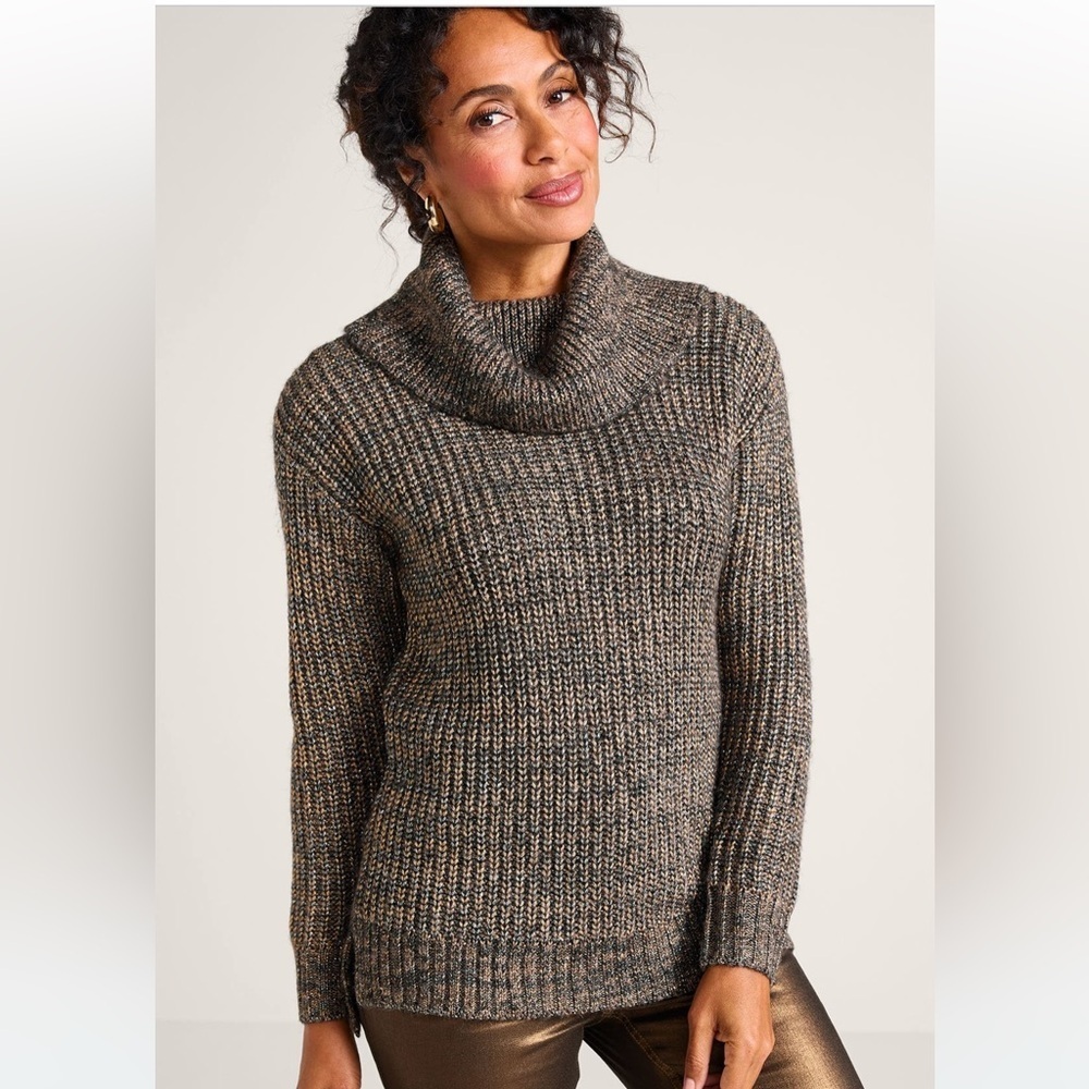 Soft Surroundings Starlight shaker cowl neck sweater sz med